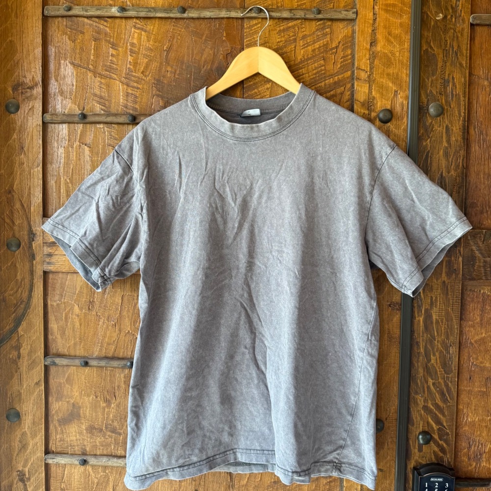 Concept Collective Mens Grey Mineral Wash Boxy Cotton Crew Neck T-Shirt Size M
